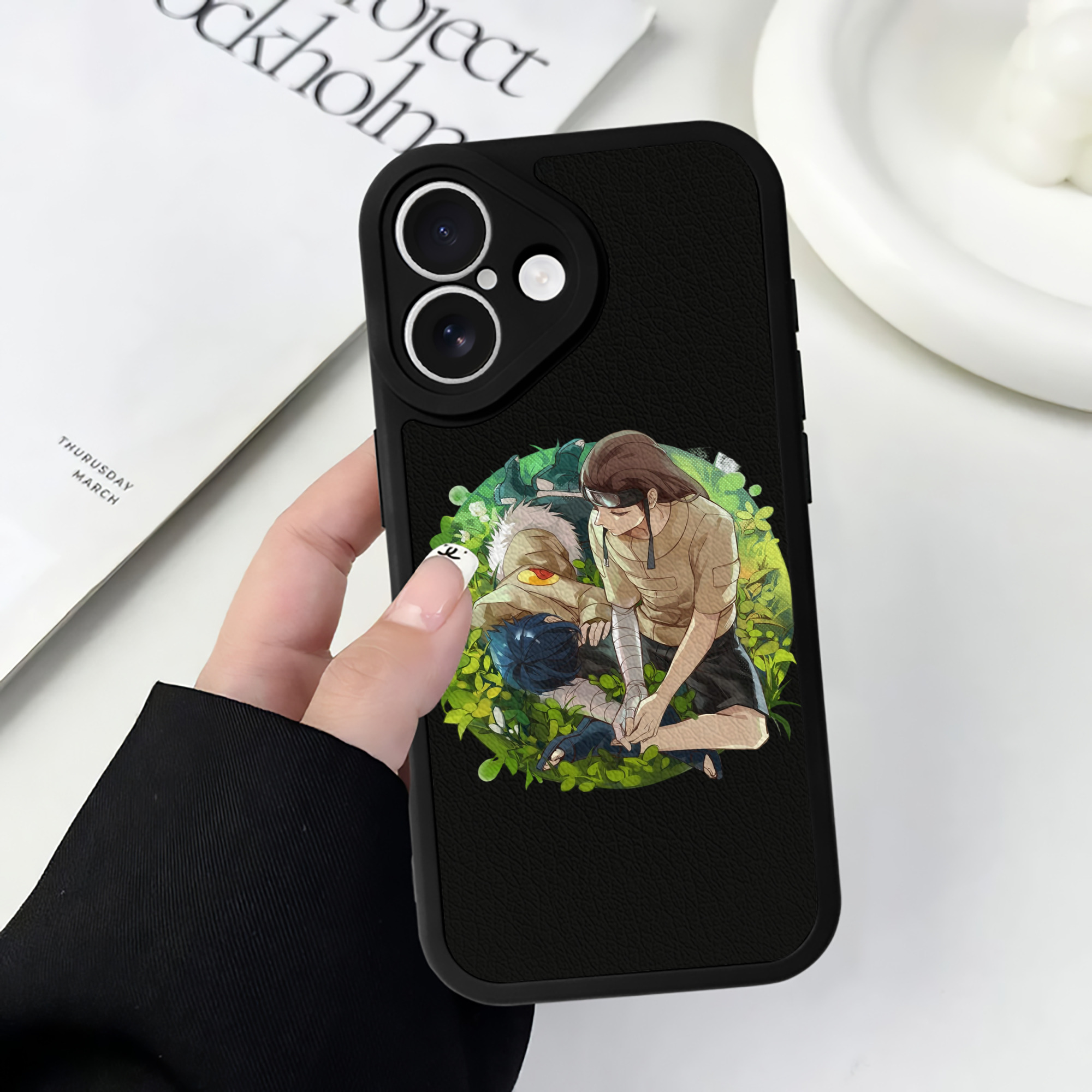 （画像用） NARUTO -ナルト- 日向ネジ Hyūga Neji 【iPhone 16シリーズ対応】シリコンスマホケース（レザー調） 材質：シリコン